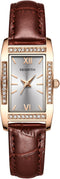 FANMIS Fashionable Rectangular Diamond Inlaid Small Dial Waterproof Women's Leather Quartz Watch...