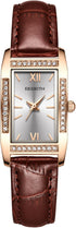 FANMIS Fashionable Rectangular Diamond Inlaid Small Dial Waterproof Women's Leather Quartz Watch...