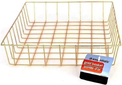 Gold Iron Wire Baskets and Trays, Round and Rectangular, 4-ct Sets (Tray)...