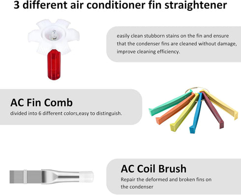 Shkalacar 5 Pieces Air Conditioner Fin Cleaner Set, Air Conditioner Condenser Fin Comb Ac Coil Cleaner Air Refrigerator Fin Cleaner Evaporator Rad...