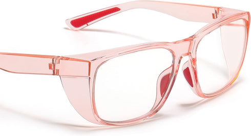 TOREGE Pink Safety Glasses For Women, Clear Safety Goggles Eye Protection With Anti-Fog And Anti-Blue Light Lens, Stylish Protective Eyewear For N...