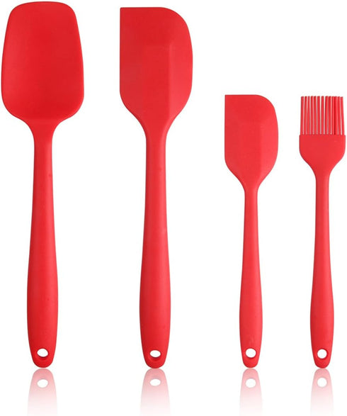Rubber Spatula Silicone Spatulas Heat Resistant with Stainless Steel Core Spatulas for Cooking Baking Nonstick Kitchen Spatula Utensils Red Spatul...