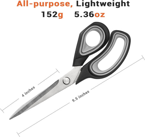 Premium Tailor Scissors Heavy Duty Multi-Purpose Titanium Scissors Professional for Leather Cutting Industrial Sharp Sewing Shears, Gray...
