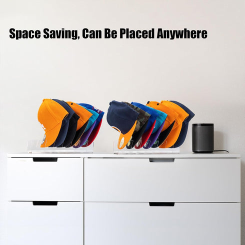 Hat Stand for Baseball Caps, 2 Pcs No Install Acrylic Hat Organizer for 14 Baseball Caps, Hat Racks for Baseball Caps Display and Organizer for Be...