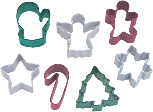 R&M International Mini Christmas Cookie Cutters, Tree, Star, Candy Cane, Angel, Mitten, Folk Boy, Snowflake, 7-Piece Set...