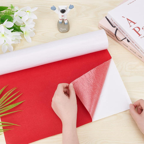 BENECREAT 15.7" x 78.7" Red Self-Adhesive Felt Fabric Sheet Sticky Jewelry Drawer Box Liner for Birthday Art and Craft Making, Halloween Christmas...