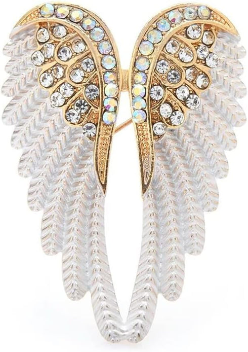 Angel Wing Lapel Brooch Pin for Women Girls Men Cubic Zirconia Crystal Enamel Fairy Elf Wings Pins Clip Shawl Dress Coat Suit Scarves Backpacks Br...