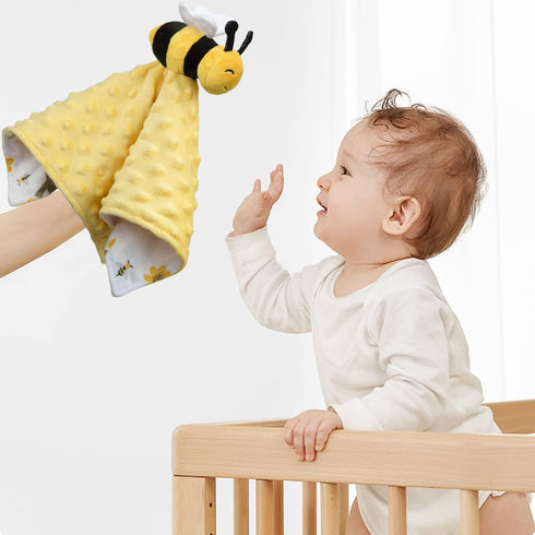 BORITAR Baby Security Blanket Soft Baby Lovey Unisex Lovey Baby Gifts for Newborn Boys and Girls Baby Snuggle Toy Baby Bee Stuffed Animal Yellow 1...