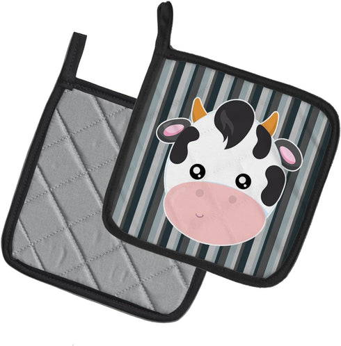 Caroline's Treasures BB6926PTHD Cow Face Pair of Pot Holders Kitchen Heat Resistant Pot Holders Sets Oven Hot Pads for Cooking Baking BBQ, 7 1/2 x...