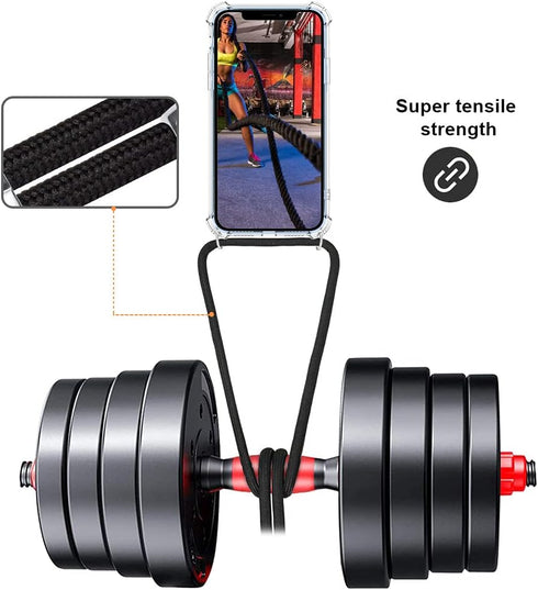 YESPURE for iPhone 13 Pro Max Clear Case Adjustable Shoulder Neck Lanyard Crossbody Strap Phone Cover Women Girls Soft Slim Bumper Shockproof Prot...