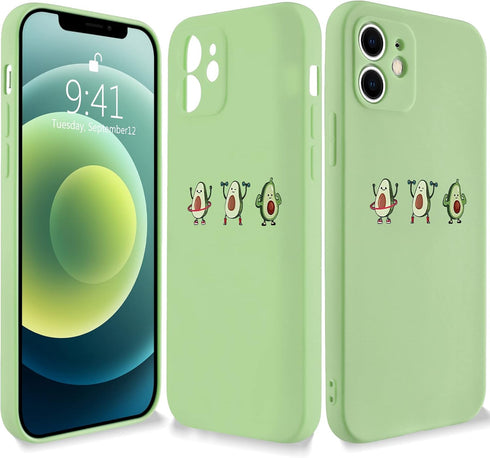 JOYLAND Silicone Light Green Phone Case for iPhone XR Lovely Cute Small Cartoon Avocado Bodybuilding Fitness Sport Phone Case Cover Bumper Avocado...