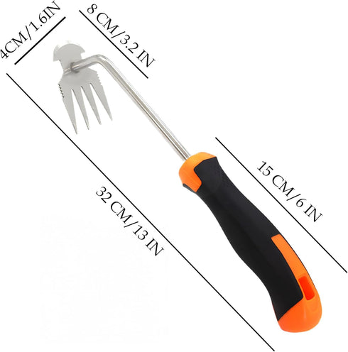Stainless Steel Hand Weed Puller Dual-Action 4-Claw Weeder with Ergonomic Grip Garden Tool for Efficient Root Removal Precision Weed Extraction Id...