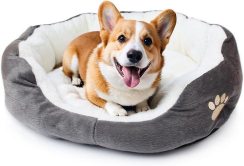 Round Dog Cat Beds Mattress Washable Pads Room, Soft Durable Plush Faux Fur Sleeping Pet Fleece Bed Mat for Small Doggy Kitten Puppy, with Anti-Sl...