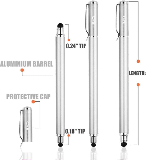 2-in-1 Stylus Touch Screen Pen for iPhone, Ipad, iPod, Tablet, Galaxy and More with 20Pcs Rubber Tips-Silver......