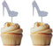 Morndew 24 PCS Silver Glitter Heels Cupcake Toppers for Gender Reveal Party Baby Shower Birthday Party Decorations...
