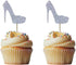 Morndew 24 PCS Silver Glitter Heels Cupcake Toppers for Gender Reveal Party Baby Shower Birthday Party Decorations...