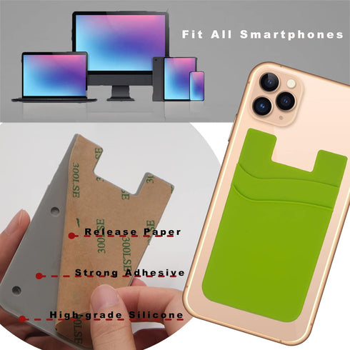 Cell Phone Wallet Card Holder Sleeves for Phone Case, 3 Pack Adhesive Credit Business ID Cards Pocket Wallets Stick on Back of iPhone Android Phon...