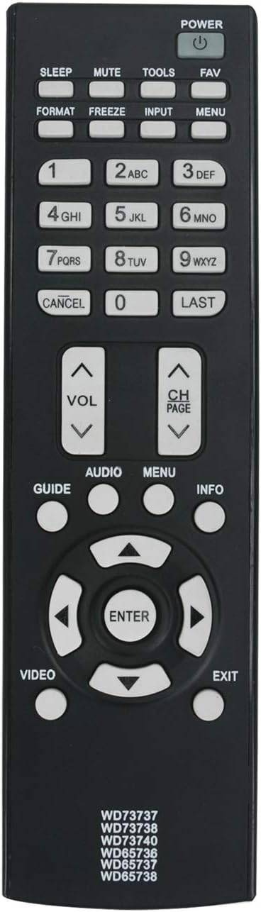AIDITIYMI 6 in1 Universal Replacement Remote WD73737 WD73738 WD73740 WD65736 WD65737 WD65738 WD65735 Replace Fit for Mitsubishi TV LT-46265 LT5213...
