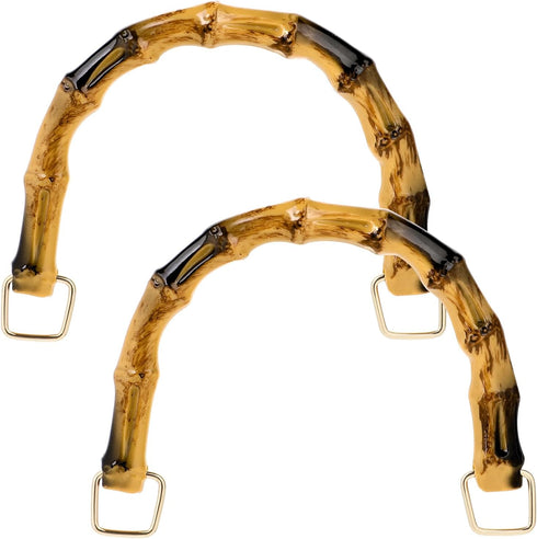 Bamboo Handle Purse Handles Bag Making U-Shaped Replacement Plastic Imitation Bamboo Handle Decorative Handbag Strap with Gold Metal Clasp for Cro...