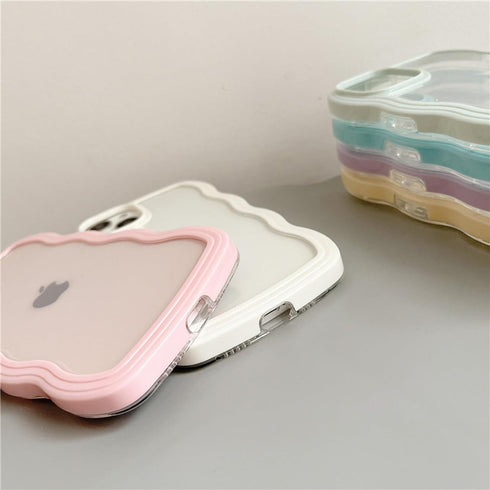 Compatible for iPhone 15 Plus Case Clear Cute Curly Wave Frame Shape for iPhone 15 Plus Phone Cases Shockproof Soft Protective Phone Cover for Wom...