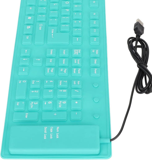 ASHATA Foldable Silicone Keyboard USB Wired Keyboard Mute Waterproof Rollup Keyboard for PC Laptop Notebook, 2 Color, 108 Keys(Green)...