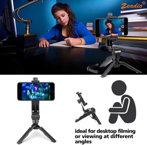 Zeadio Mini Smartphone Tripod Grip Stabilizer, Desktop Tabletop Stand Tripod with Phone Holder?Fits for All iPhone and Android Smartphones...