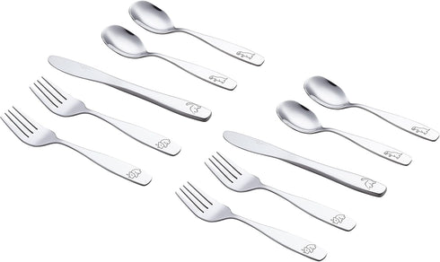 ANNOVA Kids Silverware 10 Pieces Children's Safe Flatware Set Stainless Steel - 4 x Forks, 4 x Dinner Spoons, 2 x Safe Knife Toddler Utensils, Met...