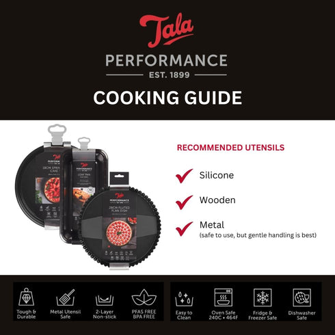 Tala Performance, 20cm Springform Round Cake Tin, Professional Gauge Carbon Steel with Whitford Eclipse Non-Stick Coating, Loose Base, Easy Releas...