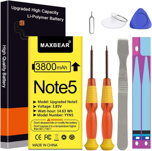 MAXBEAR Galaxy Note 5 Battery, (Upgraded) 3800mAh 3.85V Li-Polymer Replacement Battery EB-BN920ABE for Samsung Galaxy Note 5 SM-N920 N920T N920A N...