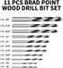 11-Pcs Wood Drill Bit Set Woodworking Brad Point Bit Set E01008...