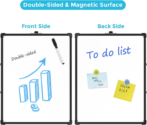 MaxGear Double-Sided Dry Erase Board, 14"x11" Mini Hanging Whiteboard, Small White Board with a Black Dry Erase Marker, Portable for Students - Pl...