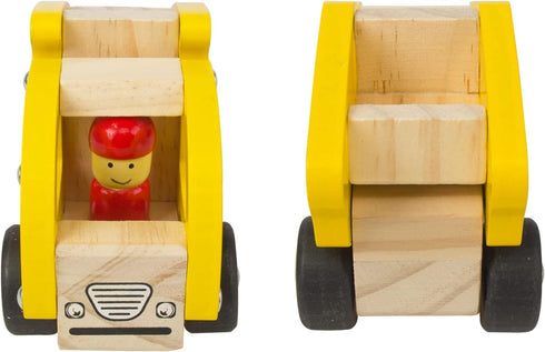 Wooden Push Car Toys for Infants 18 Months, 2 Pcs Baby Vehicle Toys Hand Push Car Toys for 2 Year Old Boys Girls (Excavator + Truck)...