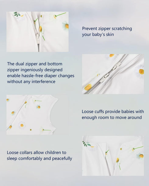 CocoCradle Baby Sleep Sacks Buttery Soft Swaddle Wearable Blanket for Toddlers' Sleeping Bags, 2-Way Safe Zippers 0.5TOG for Babies | S...