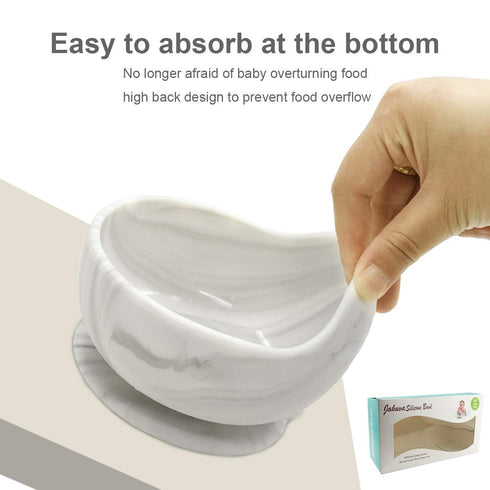 Jakuva Silicone Baby Bowls with Spoon, 2PCS Baby Feeding Set Suction Bowls for Kids Toddlers -BPA Free-Baby Dishes Utensils (Gray & White Marble)...