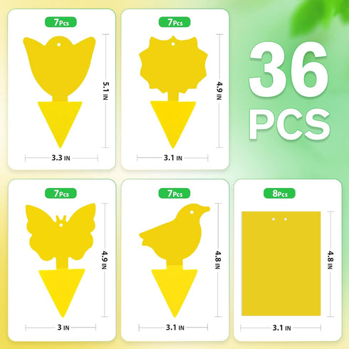 36 Pcs Combo Sticky Traps for Fungus Gnat (Plants), Flying Insect, Whitefly and Fly, Yellow Sticky Insect Catcher Traps for Indoor/Outdoor, Kitche...