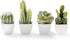 Artificial Mini Succulent & Cactus Plants in White Cube-Shaped Pots for Home Decor, Set of 4...