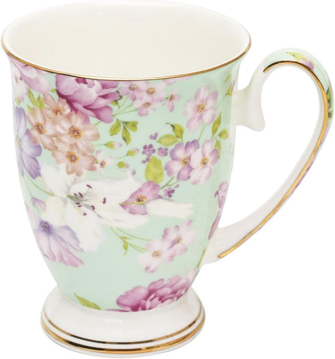 ® Fine Bone China Early Summer Rose Coffee Mug Tea Cup 11 oz 330 ml Light Green...