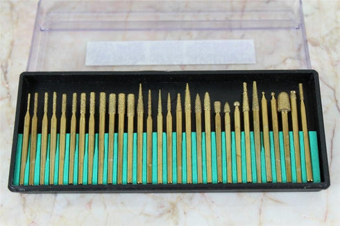 30 pc Titanium Diamond Coated Burrs Glass Drill Bit Grit 120 Medium with 1/8 Inch Shank for Dremel and Other Rotary Tools...