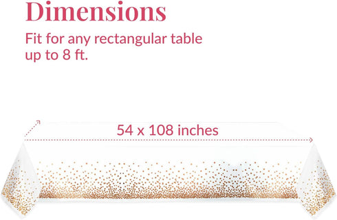 Prestee Rose Gold Plastic Table Cloth Disposable, 4 Pack - 54x108 Inch Rectangle Tablecloths for Wedding and Party - Heavy-Duty, Waterproof Table ...