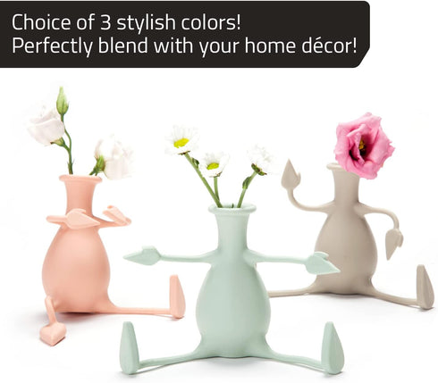 Florino – Friendly Flower Vase Modern Home Décor Vase for Flowers Unique Gifts by Peleg Design (Stone)...
