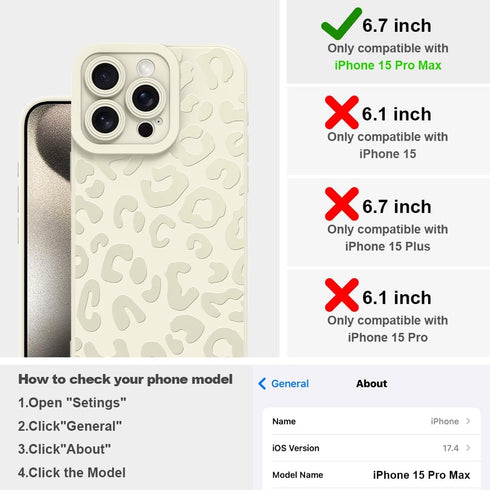 ZIYE Phone Case for iPhone 15 Pro Max with Screen Protector Cute Black Leopard Print Design for Women Men Soft Silicone TPU with Camera Lens Prote...