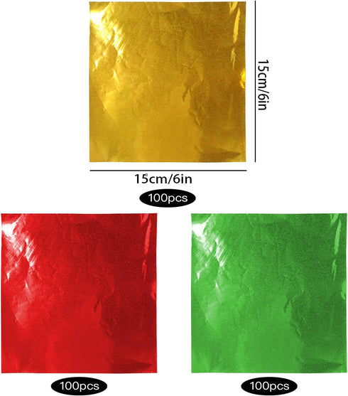 Lainrrew 300 Pcs Candy Wrappers, Chocolate Wrappers Sugar Wraps Square Candy Wrapping Paper Aluminum Foil Packaging for Homemade Caramel Candies D...