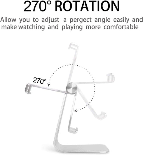 Cell Phone Tablet Stand Adjustable Multi-Angle Aluminum Non-Slip Dock Holder Cradle Charger Station Mount Foldable Portable Desktop Organizer Tabl...