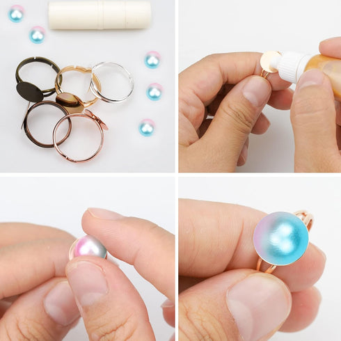 SUMERSHA 50pcs Blank Rings Adjustable Flat 12mm Base Rings Blank Jewelry Findings Components for Making DIY Crafts, 5 Colors...