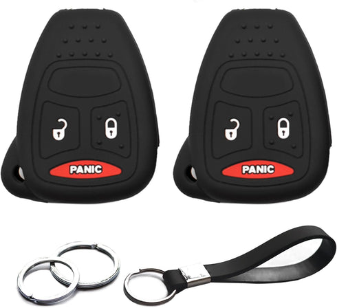 2pcs Compatible with Dodge Caliber Charger Dakota Durango Magnum Ram 1500 2500 3500 Key Fob Cover Case Key Chain Protector Keyless Remote Holder...