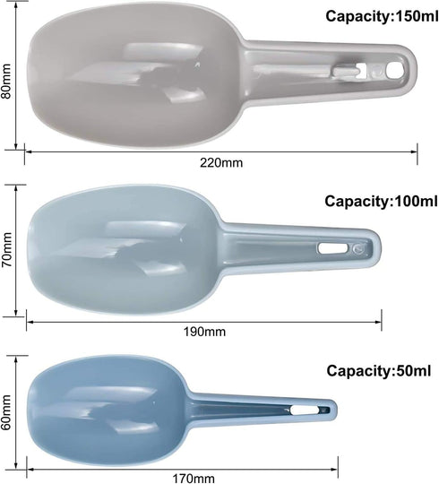 Dokpav Plastic Ice Scoop Set of 3, Multi-Purpose Plastic Kitchen Scoops Bar Scoop for Canisters, Flour, Powders, Dry Foods, Candy, Pop Corn, Coffe...