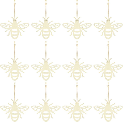 Amosfun 20pcs Bee Wooden Ornaments Unfinished Wood Slices Crafts Predrilled with Hole Spring Easter Bee Festival Party Decorations DIY Painting St...