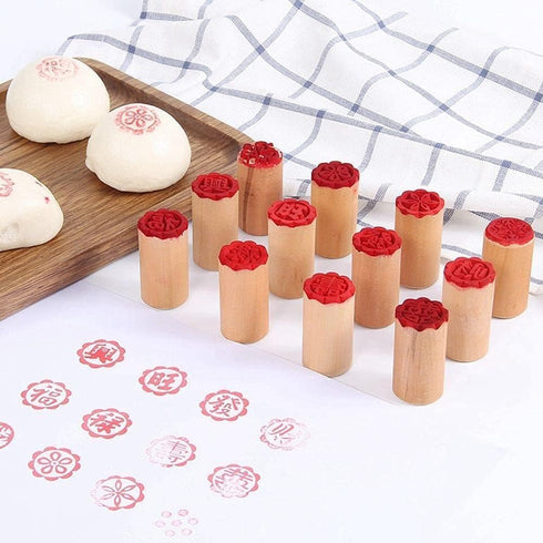 Wooden Cookie Molds Stamps Hand Pressure Cake Maker Mold Traditional Chinese Moon Cake Stamps Manual Round Wooden Dessert Seal Cookie Stamps Cooki...
