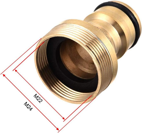 uxcell Brass Faucet Tap Quick Connector M22 M24 UNF Thread Hose Pipe Socket Adapter Fitting for Garden Irrigation System 2pcs...