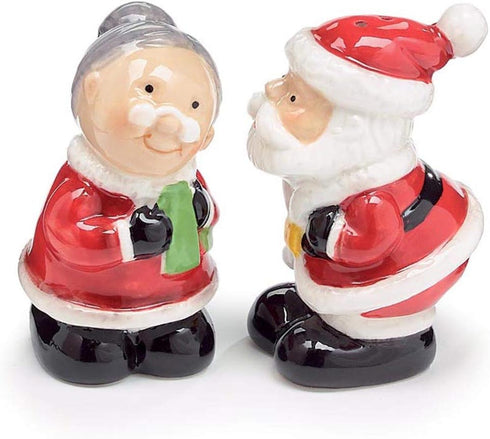 Kissing Santa & Mrs. Claus Salt & Pepper Shaker Set...